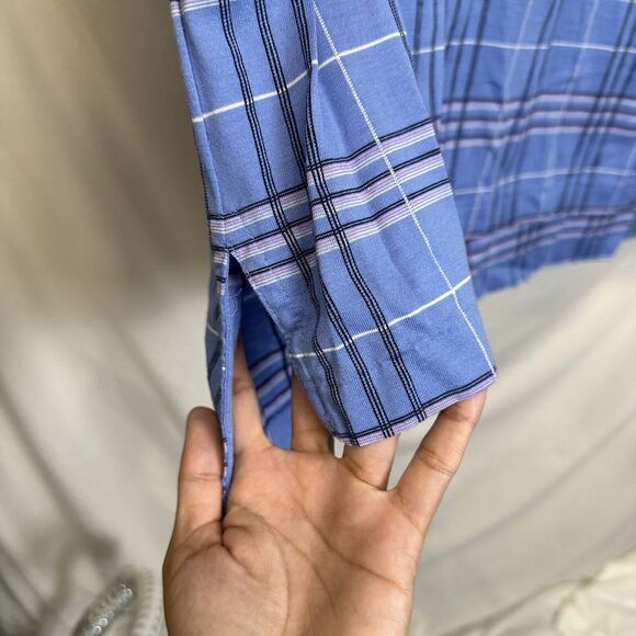 Vintage Polo Ralph Lauren Thick Plaid Mens Golf Polo Size Large Shirt Blue Golf - Picture 6 of 9